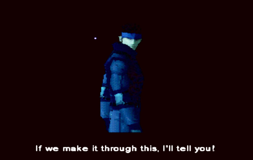 Screenshot of a cutscene from Metal Gear Solid