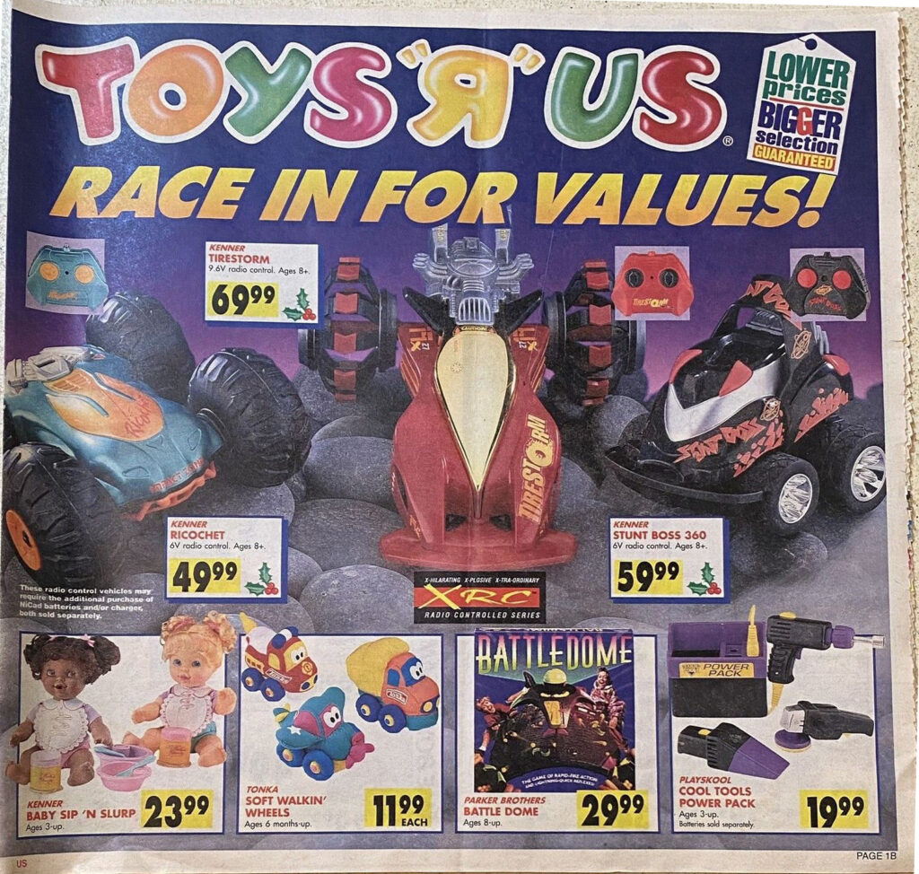 Front page of a Toys R Us mailer from 11/26/95