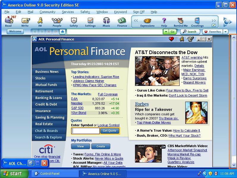 AOL homepage in 2003