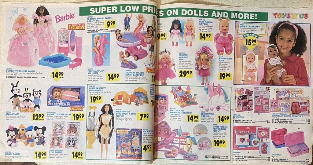 Toys R Us Insert that shows barbies and dolls