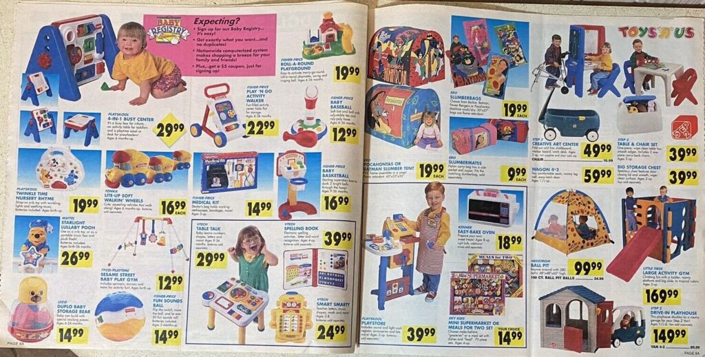 Toys R Us insert that shows toys for toddlers