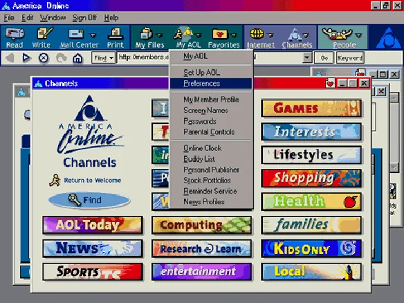 Vintage AOL homescreen