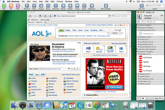 AOL homepage from 2008