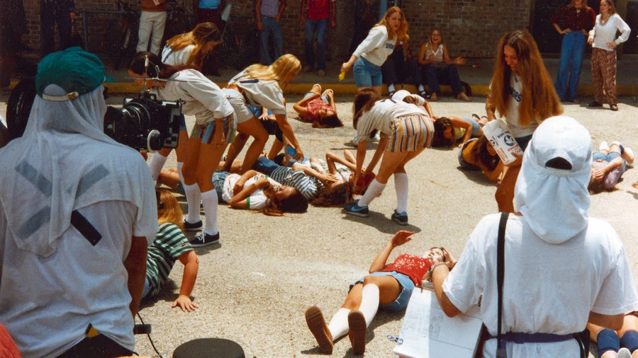 a group of people on the ground