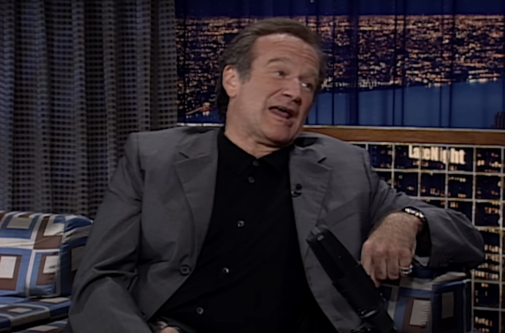 Robin Williams telling a joke on a talkshow 