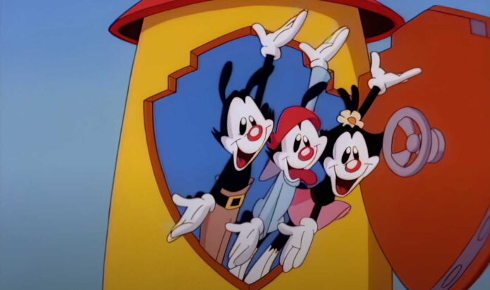 The animaniacs from the intro shot of them coming out of the Warner Bros water tower