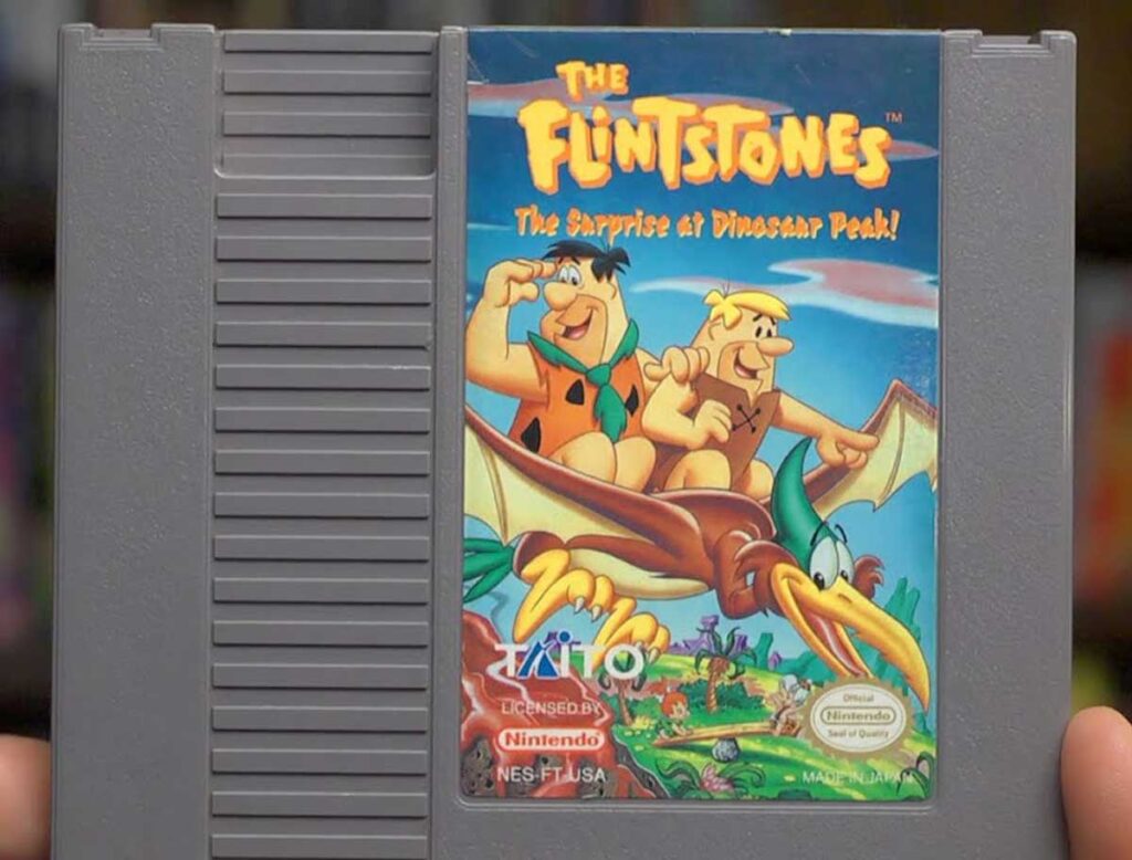 NES cartridge for the rare NES game, The Flintstones: The Surprise at Dinosaur Peak!