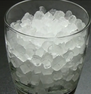 Glass filled with the crunchy ice