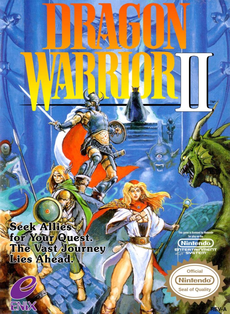 Original box art for the NES game Dragon Warrior II