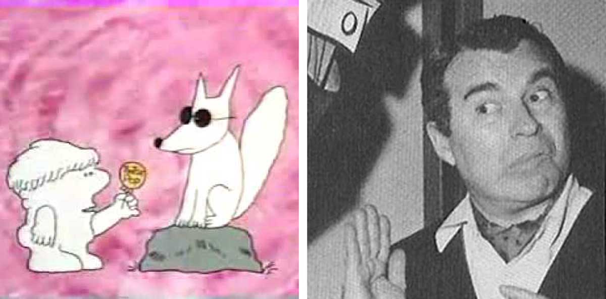 Split image of Mr Fox and Paul Frees who played him