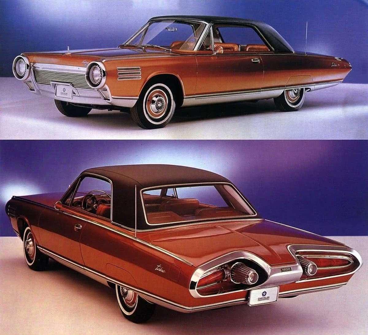 A red Chrysler Turbine Car (1963) vintage concept car