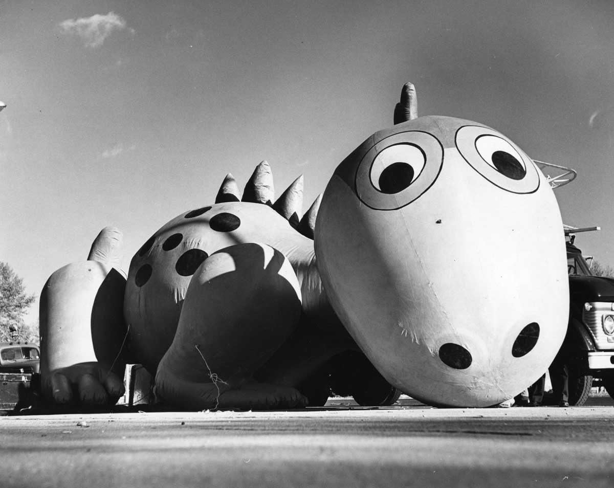 Vintage photos of Gimbel's parade, Dino the dinosaur