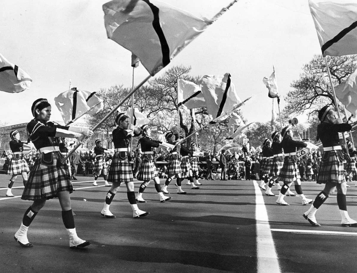 Marching band at Gimbel's Thanksgiving day parade