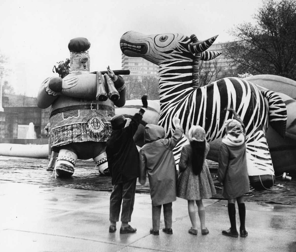 Zebra at the Gimbel Thanksgiving parade