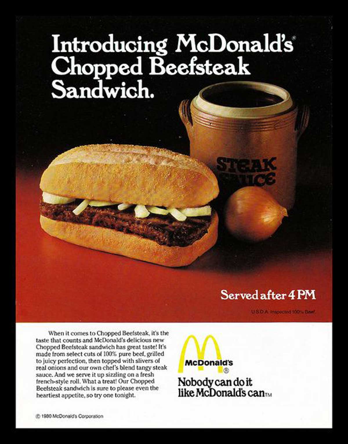 Advertisment for the Chopped Beefsteak Sandwich at McDonald's