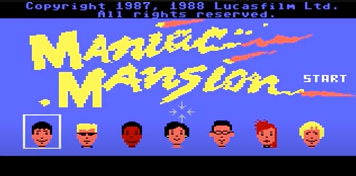 Still of the opening screen for 1987s Maniac Mansion