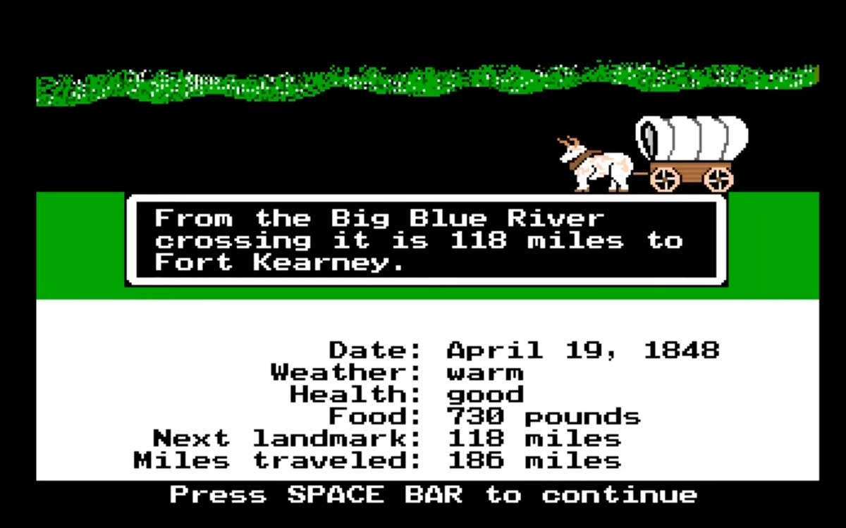 Computer games from the 1980s - The Oregon Trail