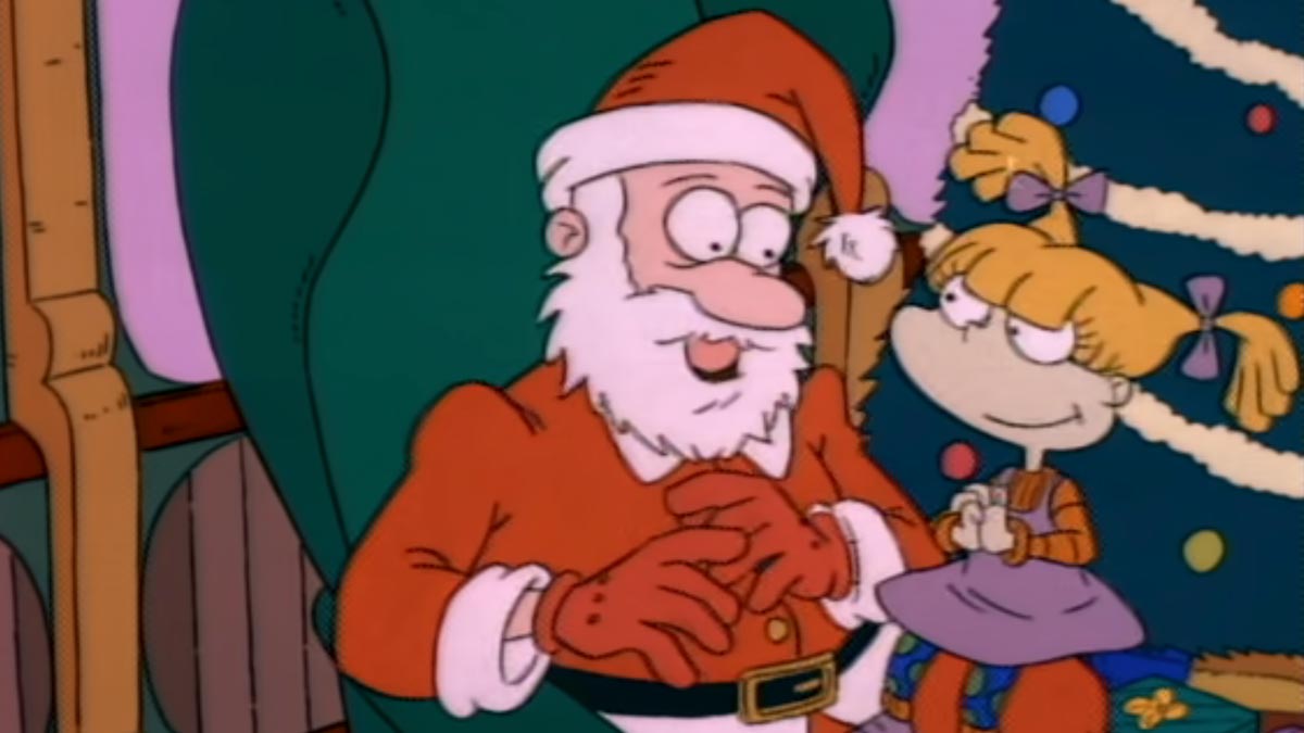 Rugrats Christmas episode - Angelica Pickles sitting on Santa's lap in a Mall 