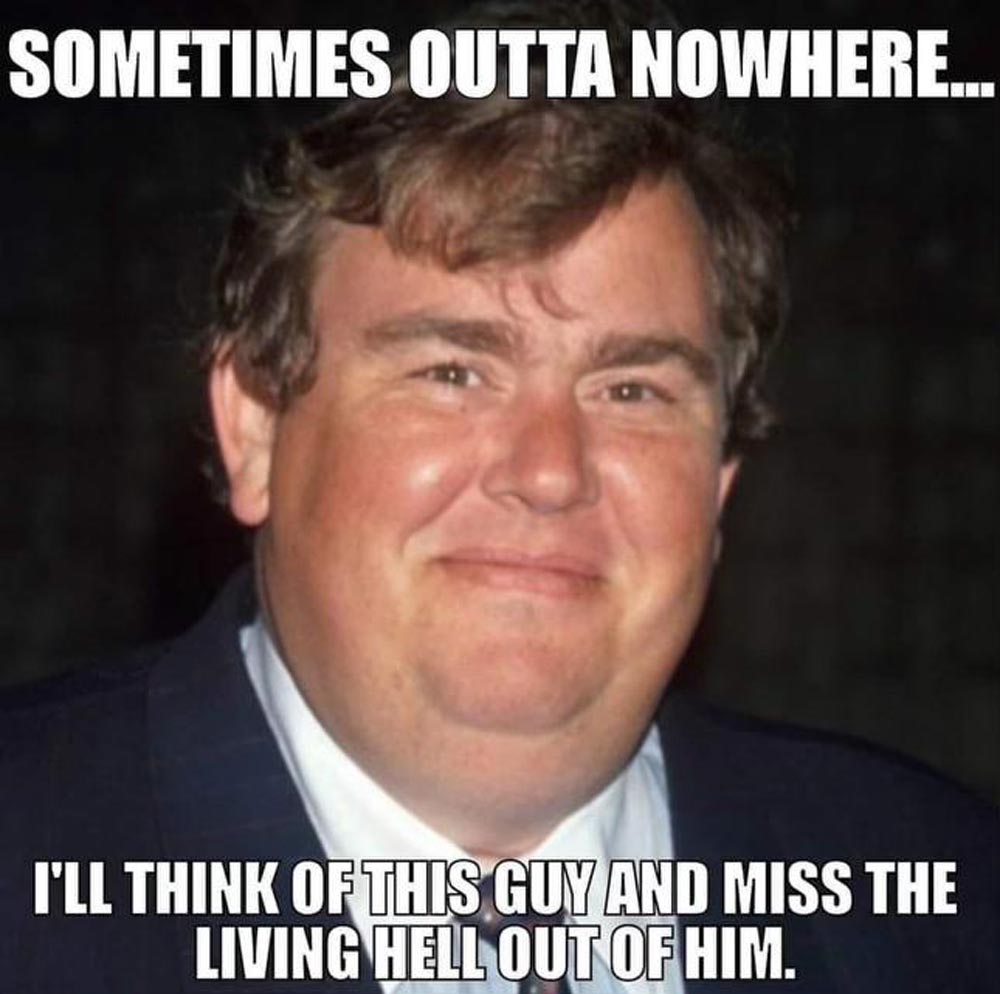A smiling man in a suit is pictured with bold white text above and below reading, “Sometimes outta nowhere... Ill think of this guy and miss the living hell out of him.”.